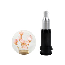 Load image into Gallery viewer, Brand New Universal Round Ball Crystal Clear Light Pink Flowers Automatic Gear Shift Knob Shifter