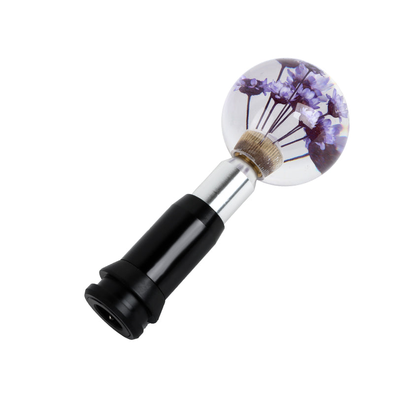 Brand New Universal Round Ball Crystal Clear Purple Flowers Automatic Gear Shift Knob Shifter