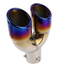 Load image into Gallery viewer, Brand New Universal Dual Burnt Blue Round Shaped Stainless Steel Car Exhaust Pipe Muffler Tip Trim Straight