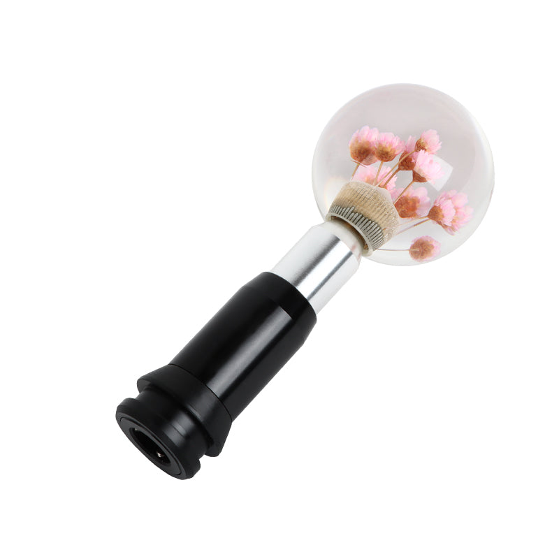 Brand New Universal Round Ball Crystal Clear Pink Flowers Automatic Gear Shift Knob Shifter