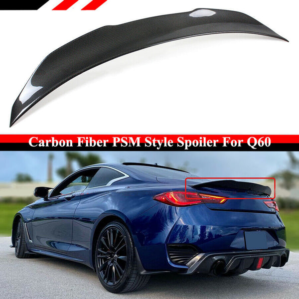 High Kick Honeycomb Carbon Fiber Trunk Spoiler For 2017-2022 Infiniti Q60 – Duckbill Style, No Drill