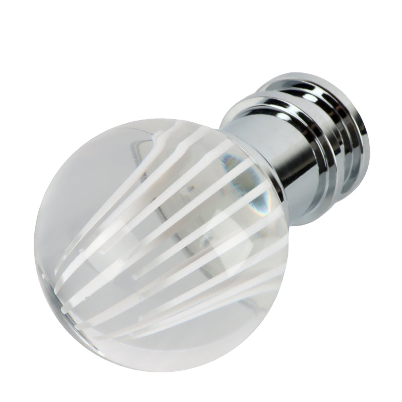 Brand New Universal Jdm Round Ball Crystal Clear White Stripes Manual Car Racing Gear Shift Knob Shifter M12 M10 M8