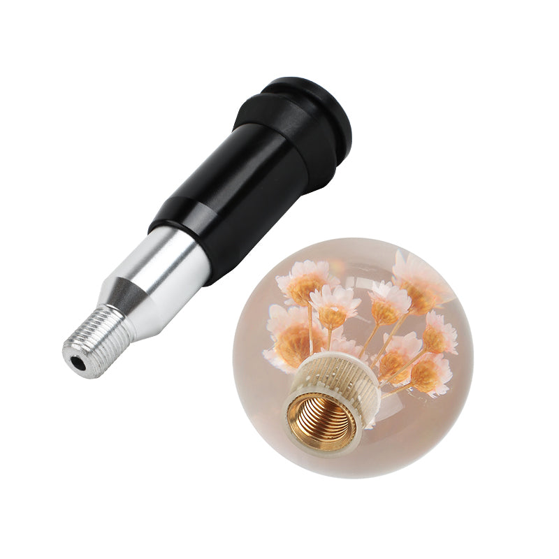 Brand New Universal Round Ball Crystal Clear Light Pink Flowers Automatic Gear Shift Knob Shifter