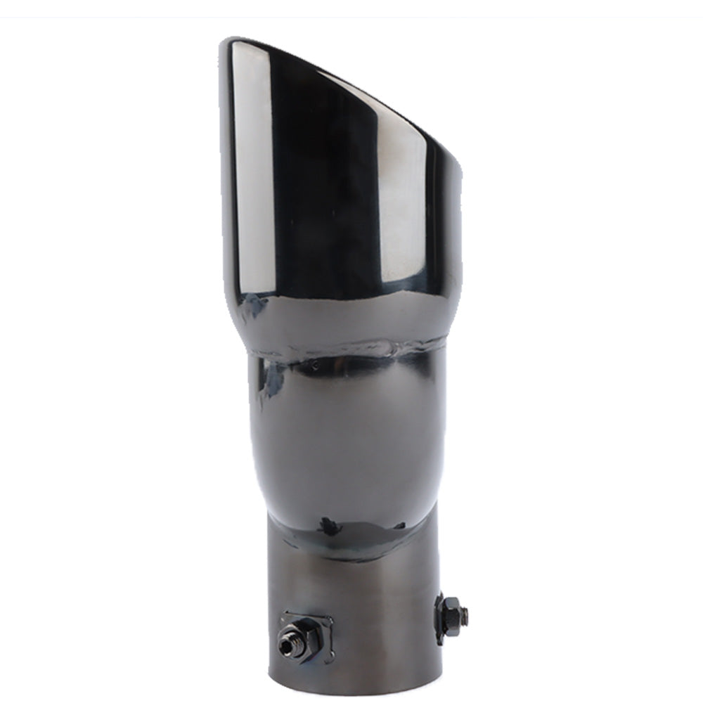 Brand New Universal Dual Gunmetal Round Shaped Stainless Steel Car Exhaust Pipe Muffler Tip Trim Straight