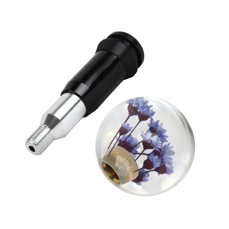 Brand New Universal Round Ball Crystal Clear Purple Flowers Automatic Gear Shift Knob Shifter