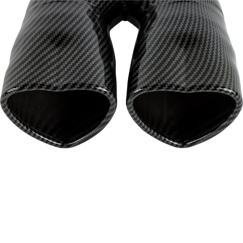 Brand New Universal Dual Carbon Fiber Look Heart Shaped Stainless Steel Car Exhaust Pipe Muffler Tip Trim Straight