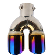 Load image into Gallery viewer, Brand New Universal Dual Burnt Blue Round Shaped Stainless Steel Car Exhaust Pipe Muffler Tip Trim Straight