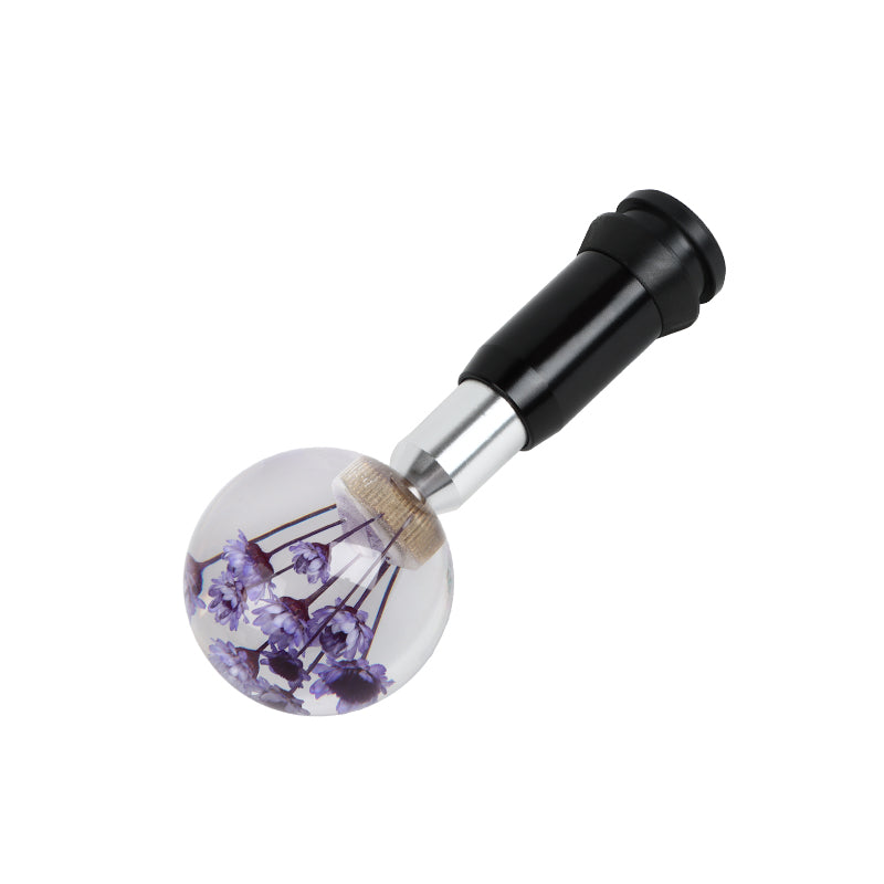 Brand New Universal Round Ball Crystal Clear Purple Flowers Automatic Gear Shift Knob Shifter