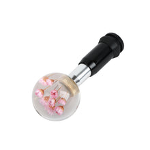Load image into Gallery viewer, Brand New Universal Round Ball Crystal Clear Pink Flowers Automatic Gear Shift Knob Shifter