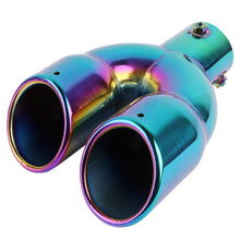 Load image into Gallery viewer, Brand New Universal Dual Neo Chrome Round Shaped Stainless Steel Car Exhaust Pipe Muffler Tip Trim Straight