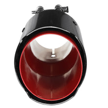 Load image into Gallery viewer, Brand New Universal 2.5'' 63MM-89MM Red Glossy Carbon Fiber Stainless Steel Car Exhaust Pipe Single Muffler Tip Trim Straight