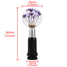 Load image into Gallery viewer, Brand New Universal Round Ball Crystal Clear Purple Flowers Automatic Gear Shift Knob Shifter