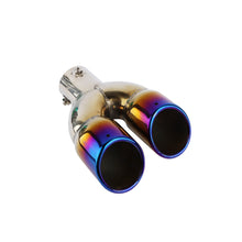 Load image into Gallery viewer, Brand New Universal Dual Burnt Blue Round Shaped Stainless Steel Car Exhaust Pipe Muffler Tip Trim Straight