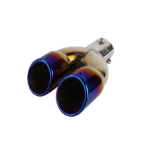 Load image into Gallery viewer, Brand New Universal Dual Burnt Blue Round Shaped Stainless Steel Car Exhaust Pipe Muffler Tip Trim Straight
