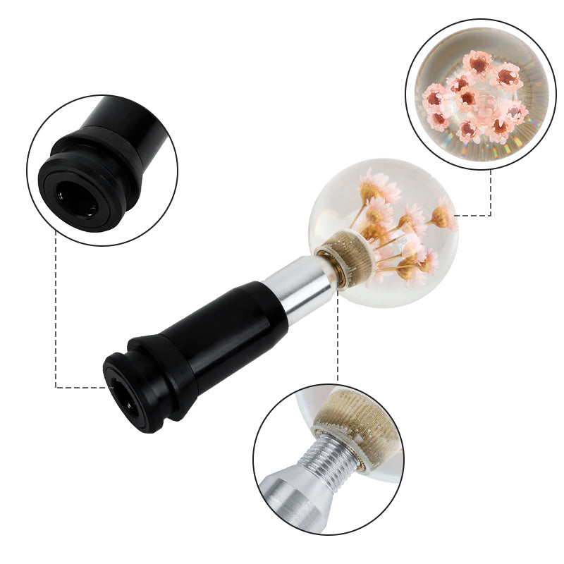 Brand New Universal Round Ball Crystal Clear Light Pink Flowers Automatic Gear Shift Knob Shifter