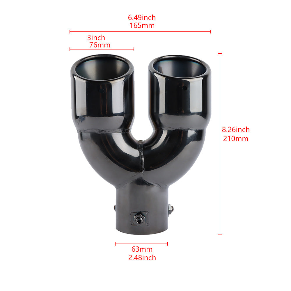 Brand New Universal Dual Gunmetal Round Shaped Stainless Steel Car Exhaust Pipe Muffler Tip Trim Straight