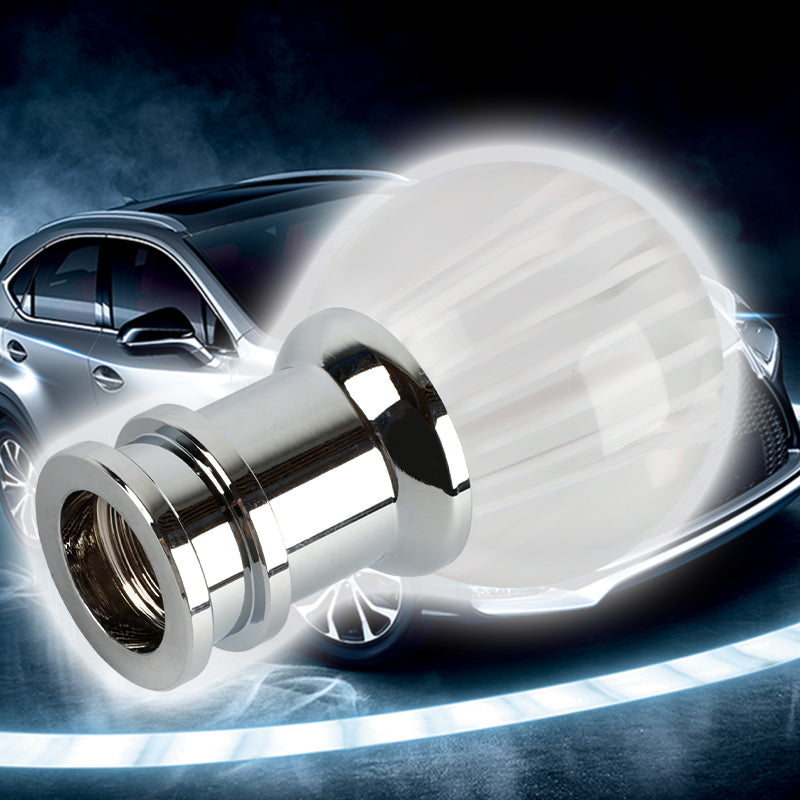 Brand New Universal Jdm Round Ball Crystal Clear White Stripes Manual Car Racing Gear Shift Knob Shifter M12 M10 M8