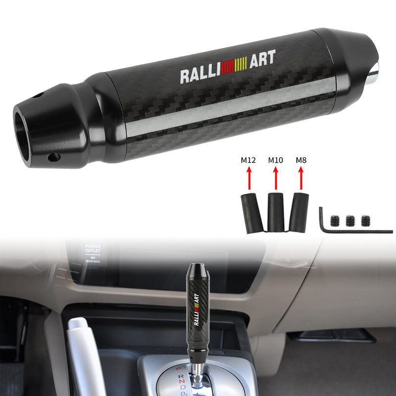 Brand New Ralliart Universal Real Carbon Fiber Black Aluminum Automatic Transmission Racing Gear Shift Knob