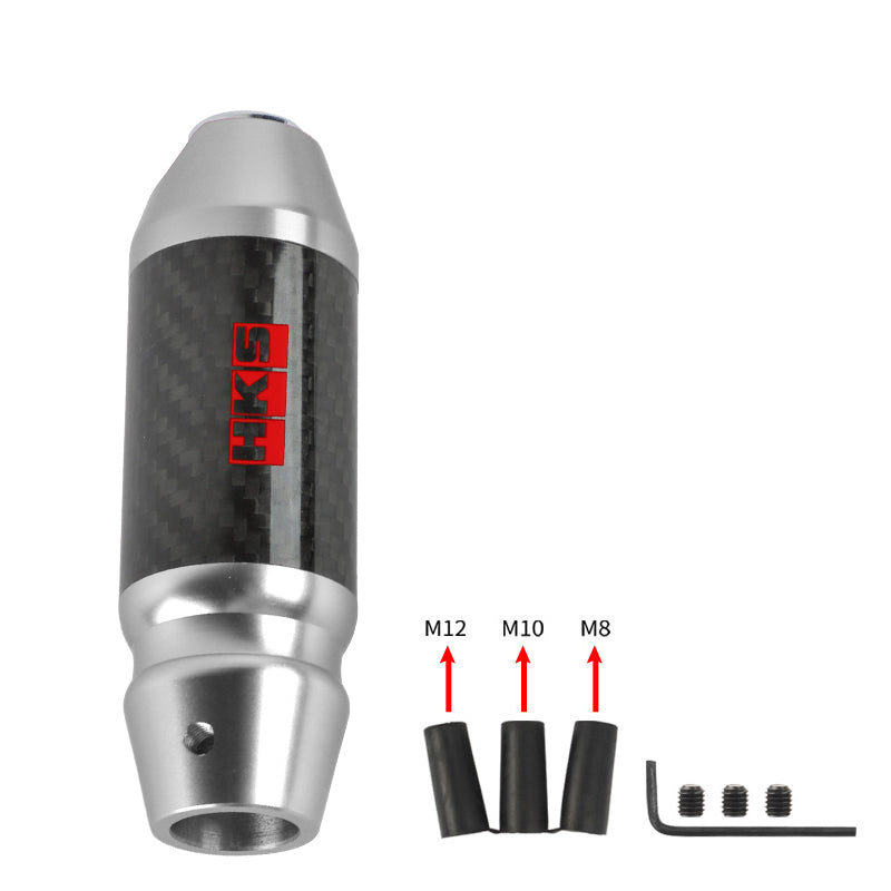 Brand New HKS Universal Real Carbon Fiber Silver Aluminum Automatic Transmission Racing Gear Shift Knob