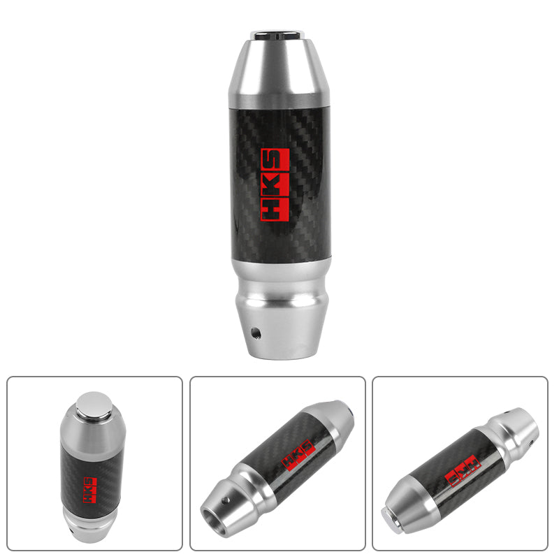 Brand New HKS Universal Real Carbon Fiber Silver Aluminum Automatic Transmission Racing Gear Shift Knob