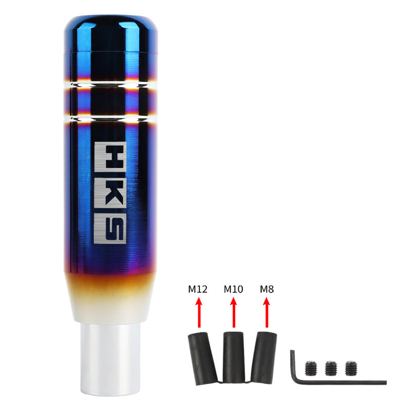 Brand New Universal JDM 13CM HKS Aluminum Burnt Blue Automatic Gear Stick Shift Knob Lever Shifter