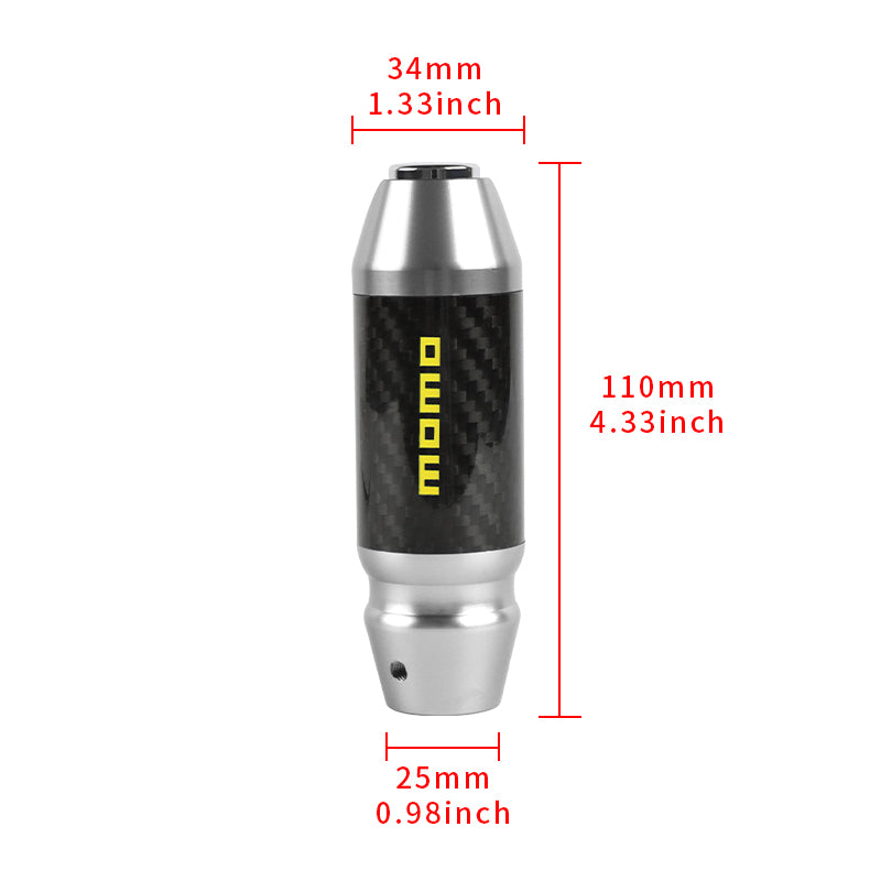 Brand New Momo Universal Real Carbon Fiber Silver Aluminum Automatic Transmission Racing Gear Shift Knob