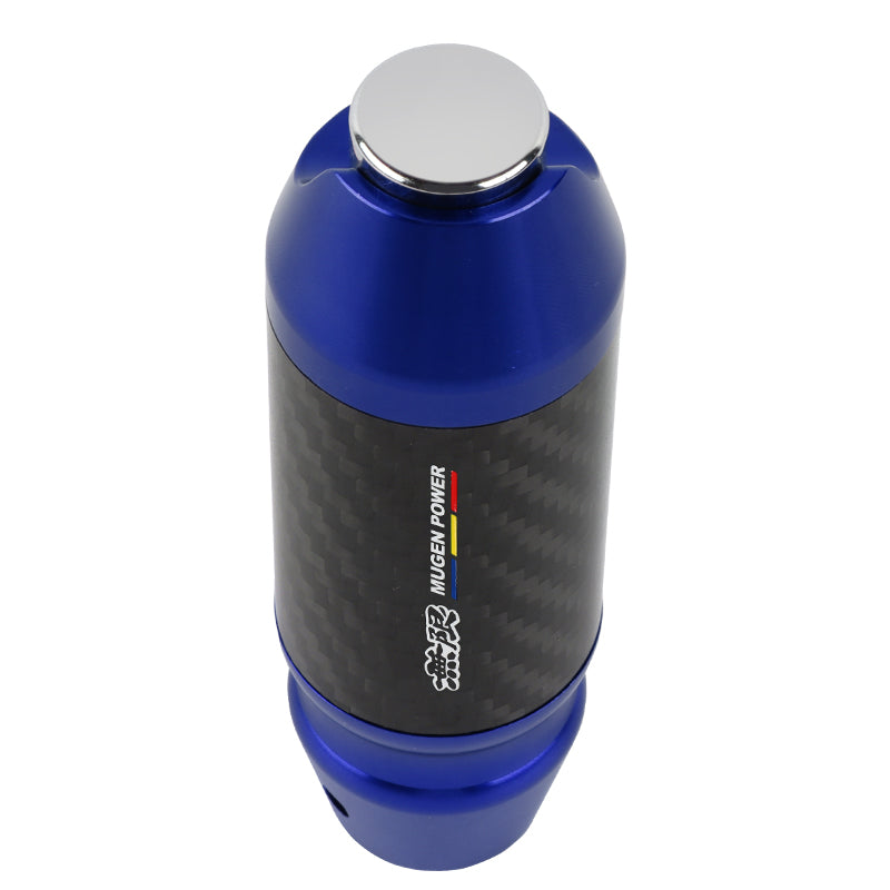 Brand New Mugen Universal Real Carbon Fiber Blue Aluminum Automatic Transmission Racing Gear Shift Knob