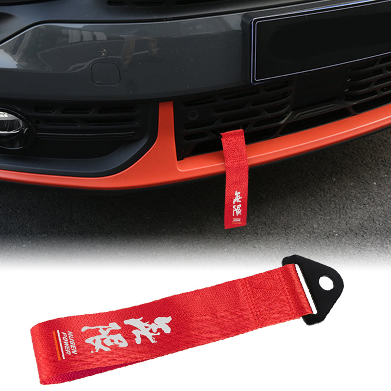 Universal Red High-Strength Racing Towing Hook Strap – Front & Rear Bumper Mount