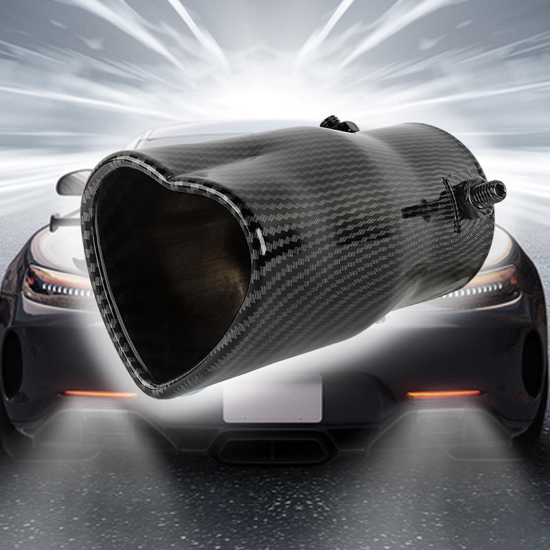 Brand New Universal Carbon Fiber Look Heart Shaped Stainless Steel Car Exhaust Pipe Muffler Tip Trim Straight