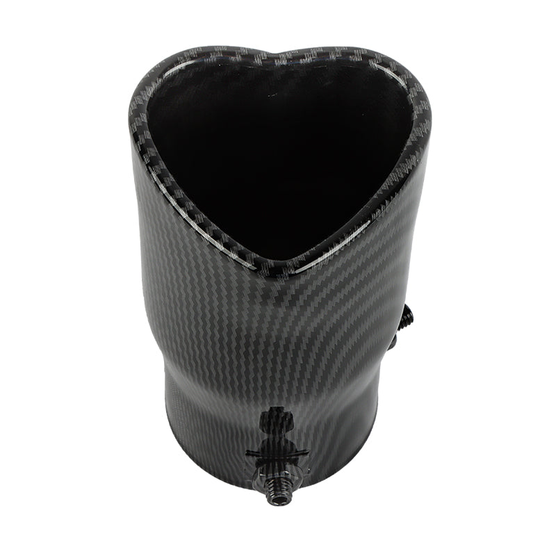 Brand New Universal Carbon Fiber Look Heart Shaped Stainless Steel Car Exhaust Pipe Muffler Tip Trim Straight