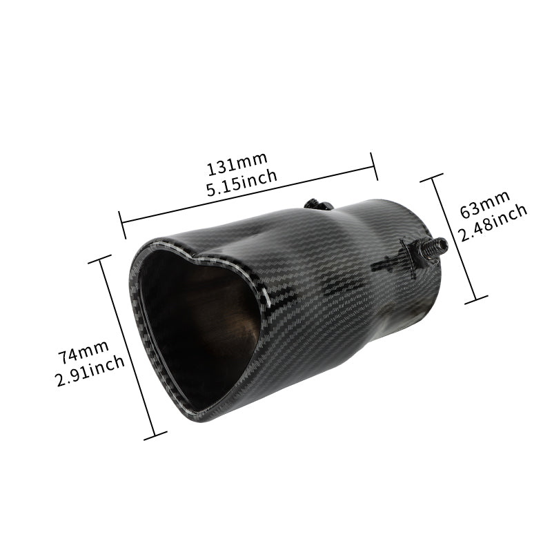 Brand New Universal Carbon Fiber Look Heart Shaped Stainless Steel Car Exhaust Pipe Muffler Tip Trim Straight