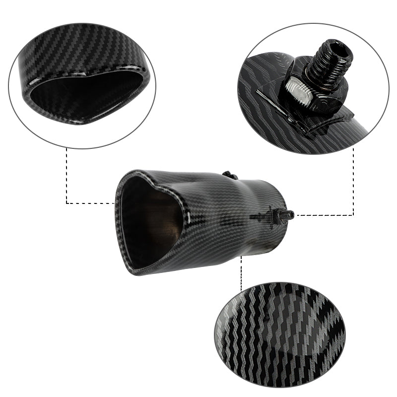 Brand New Universal Carbon Fiber Look Heart Shaped Stainless Steel Car Exhaust Pipe Muffler Tip Trim Straight