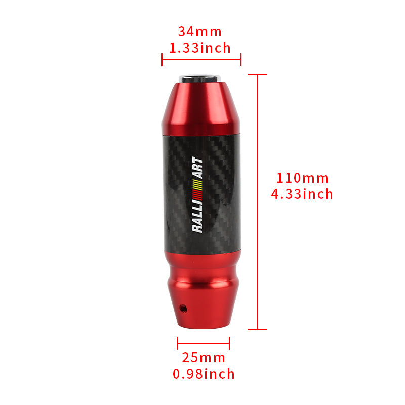 Brand New Ralliart Universal Real Carbon Fiber Red Aluminum Automatic Transmission Racing Gear Shift Knob