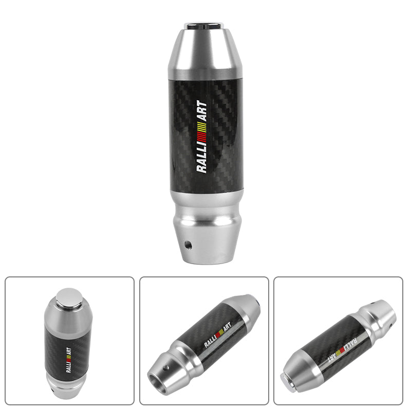 Brand New Ralliart Universal Real Carbon Fiber Silver Aluminum Automatic Transmission Racing Gear Shift Knob