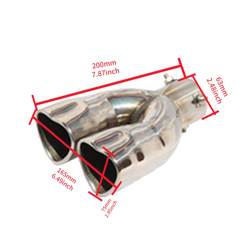 Brand New Universal Dual Silver Heart Shaped Stainless Steel Car Exhaust Pipe Muffler Tip Trim Straight