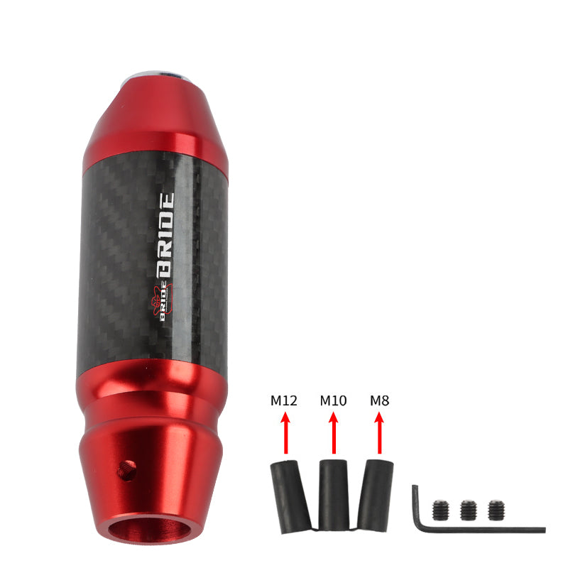 Brand New Bride Universal Real Carbon Fiber Red Aluminum Automatic Transmission Racing Gear Shift Knob