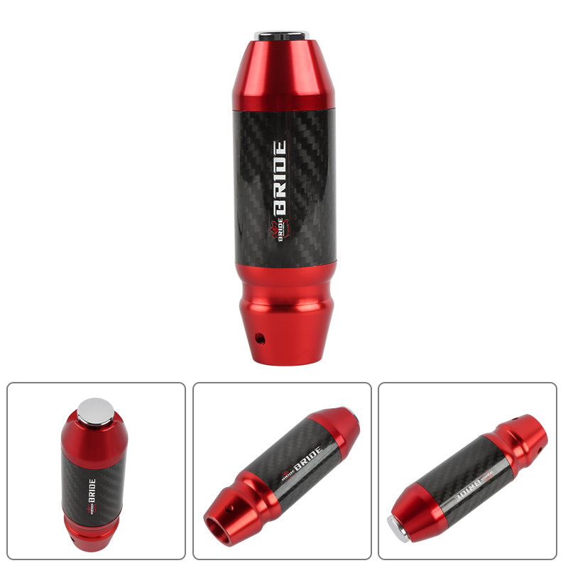 Brand New Bride Universal Real Carbon Fiber Red Aluminum Automatic Transmission Racing Gear Shift Knob