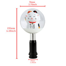 Load image into Gallery viewer, Brand New Universal JDM Fortune Cat Round Ball Crystal Clear Automatic Car Gear Shift Knob Shifter