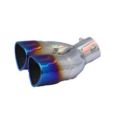 Load image into Gallery viewer, Brand New Universal Dual Burnt Blue Heart Shaped Stainless Steel Car Exhaust Pipe Muffler Tip Trim Bent