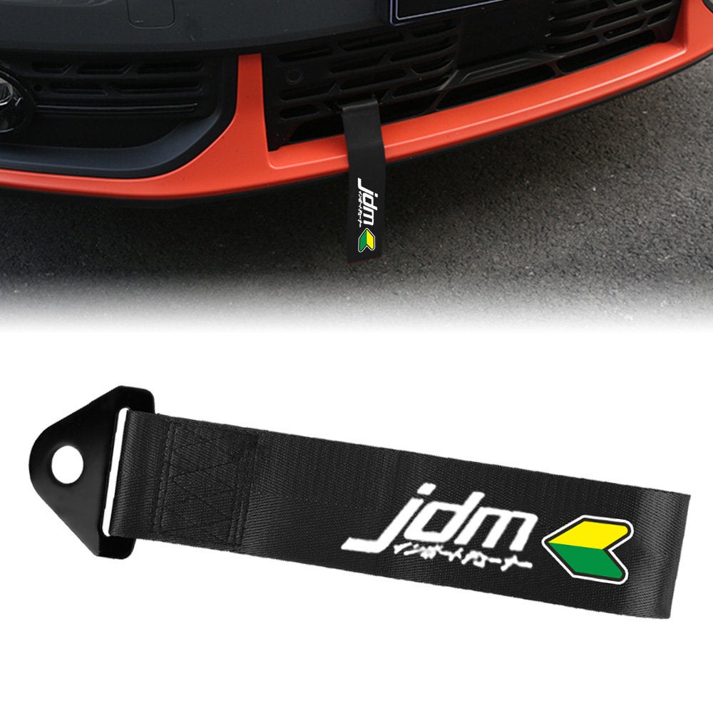 Brand New Jdm Beginner Leaf Race High Strength Black Tow Towing Strap Hook  For Front / REAR BUMPER JDM