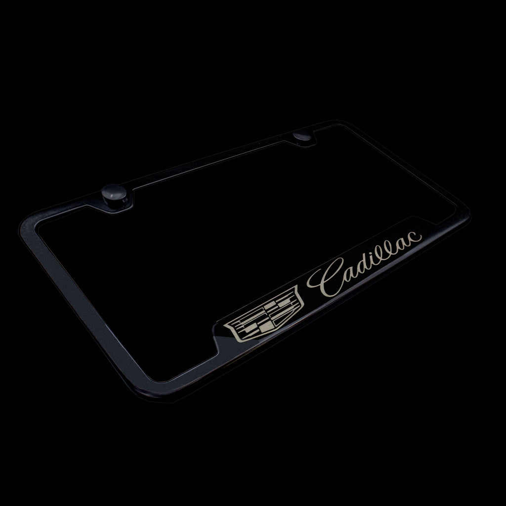 Brand New 1PCS Cadillac Black Stainless Steel License Plate Frame Officially Licensed