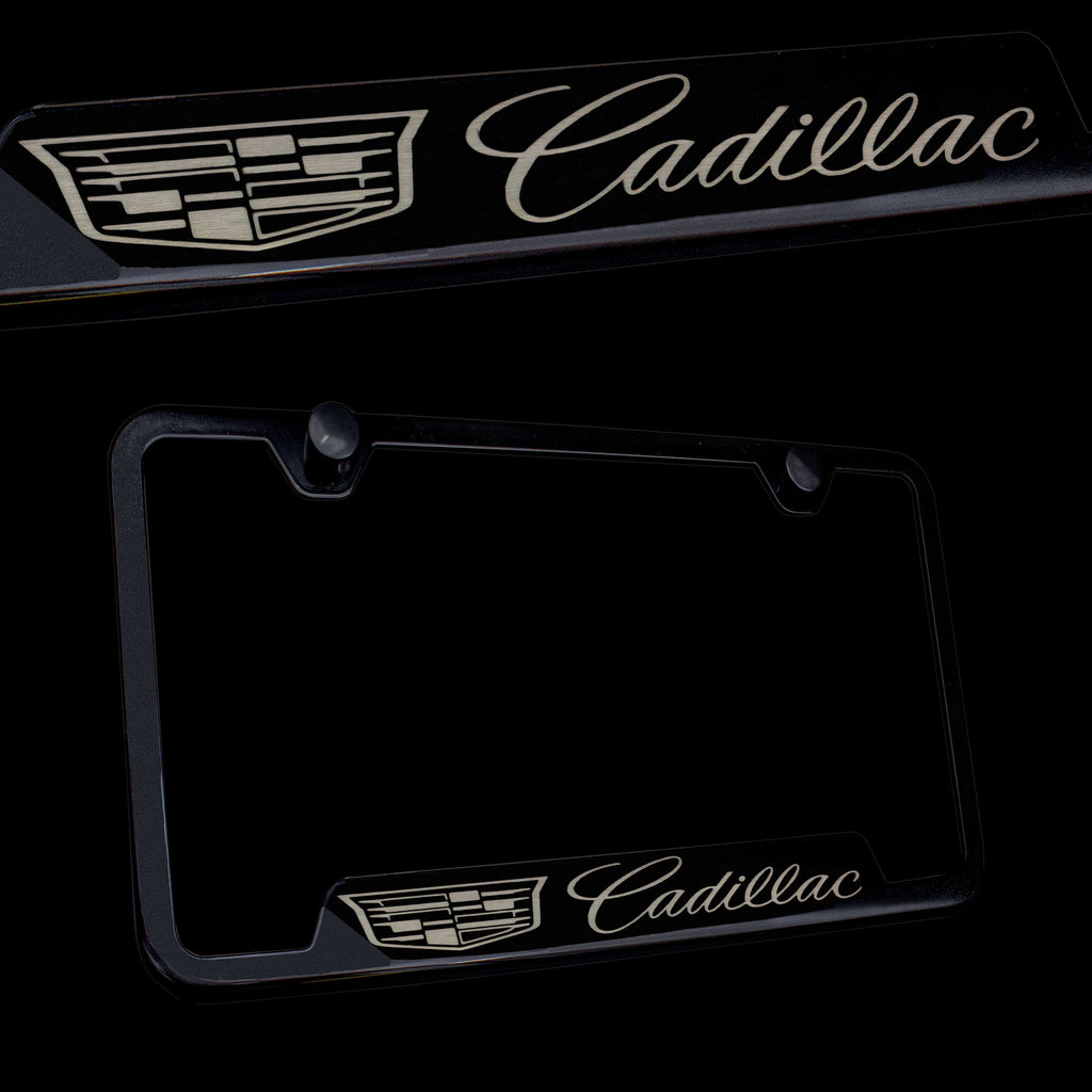 Brand New 1PCS Cadillac Black Stainless Steel License Plate Frame Officially Licensed