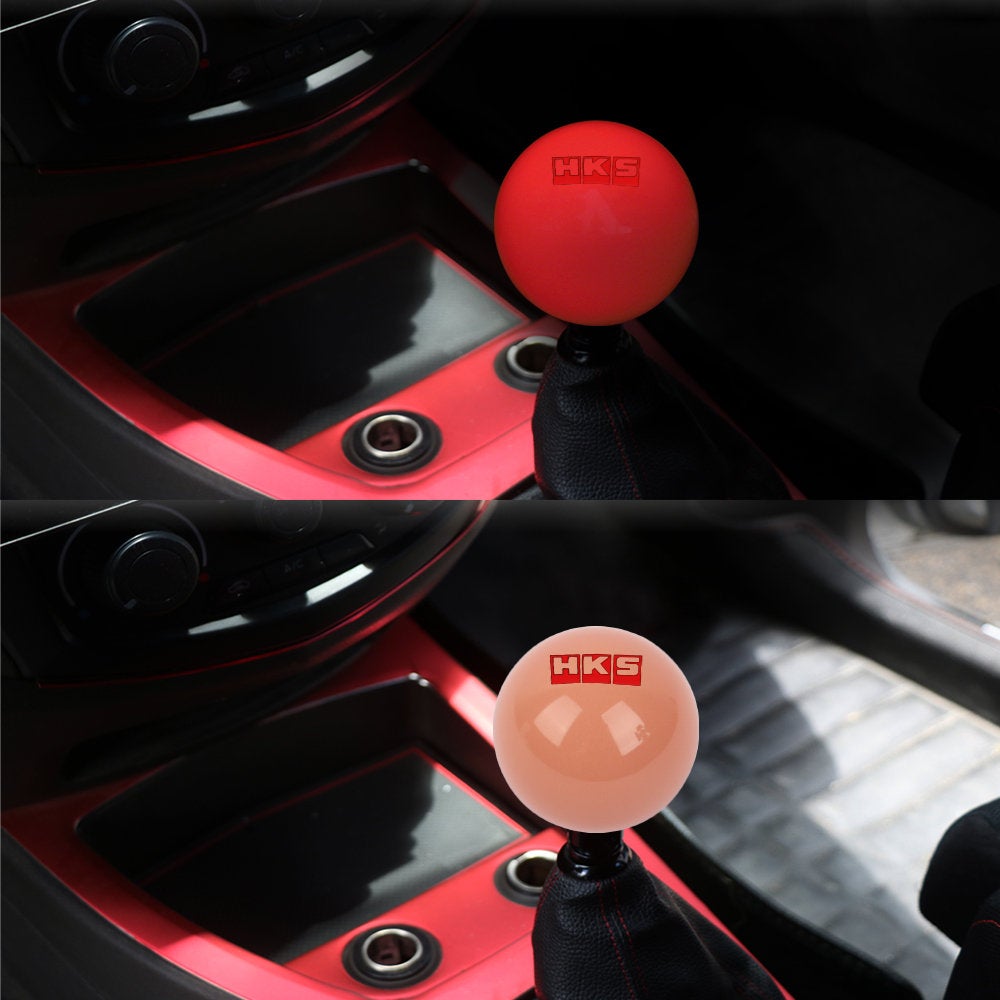 Brand New Universal HKS JDM Glow In The Dark Red Round Ball Shift Knob For Toyota Scion Wrx Subaru M12X1.25 M8 M10 M12 Thread