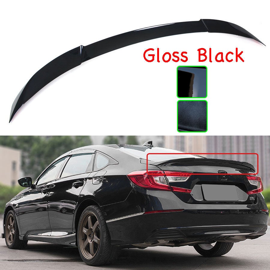 Gloss Black Rear Spoiler For 2018-2022 Honda Accord - JDM V Style Lip, Easy Adhesive Install