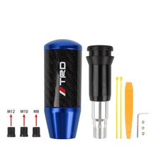 Load image into Gallery viewer, Brand New Universal TRD Blue Carbon Fiber Automatic Gear Shift Knob Shifter Lever Head