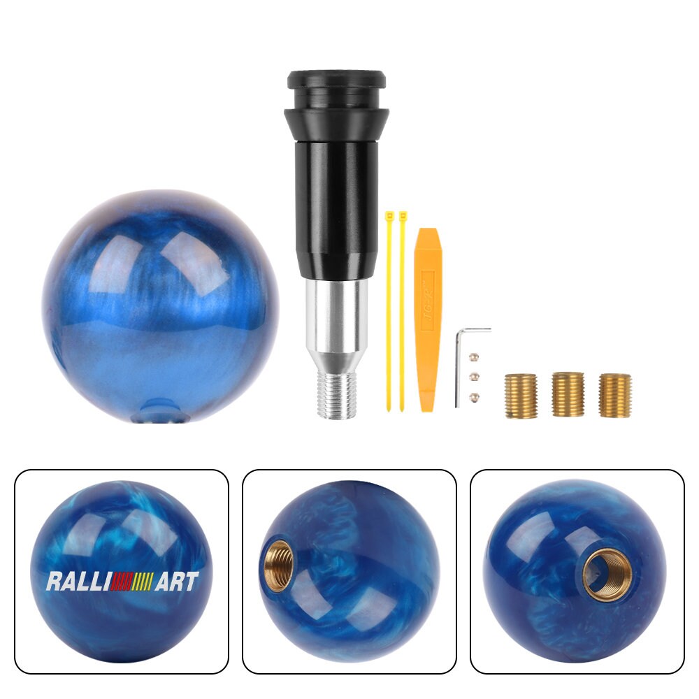 Brand New Universal Ralliart Pearl Blue Round Ball Shift Knob Automatic Car Gear Shifter