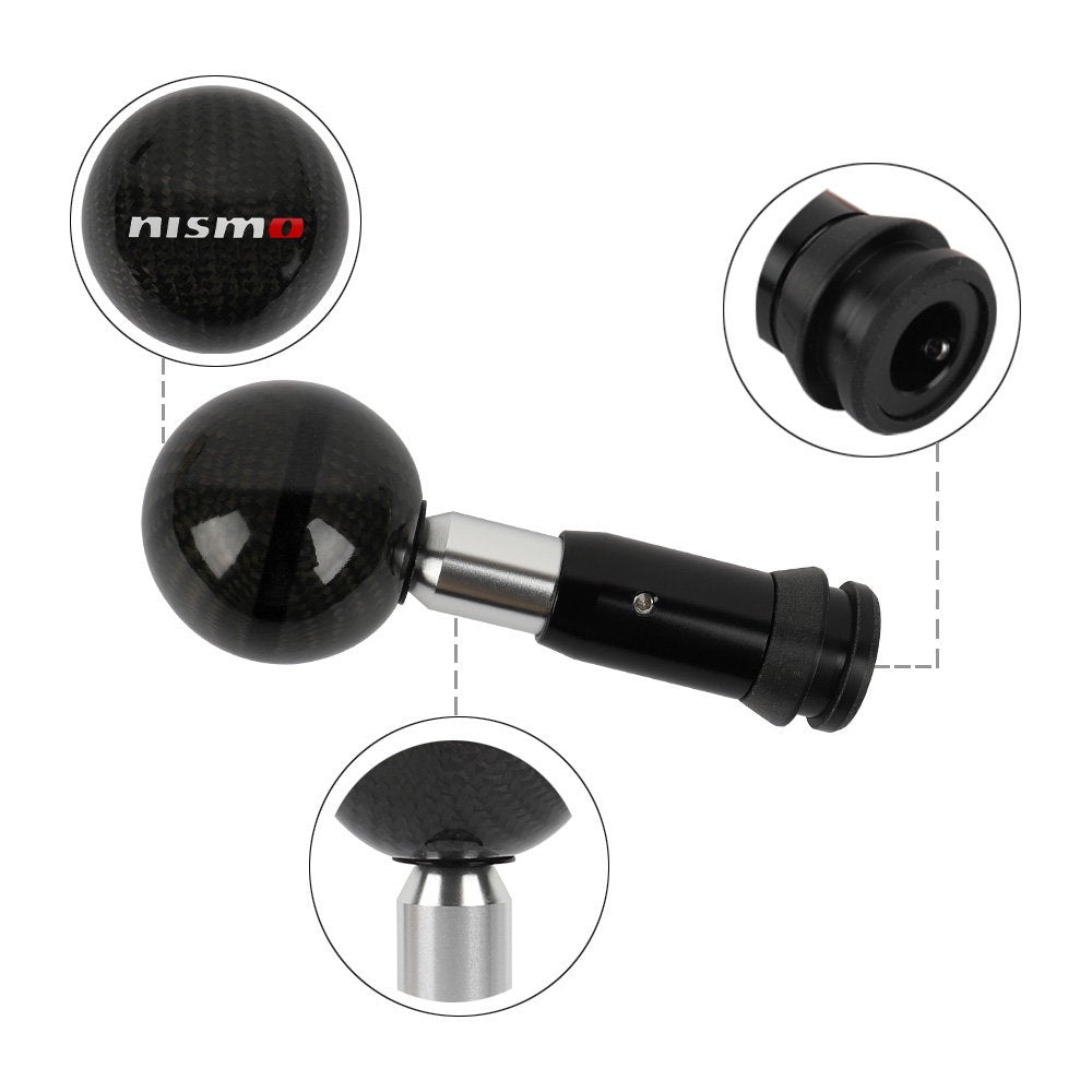 Brand New Nismo Automatic Car Gear Shift Knob Round Ball Shape Black Real Carbon Fiber