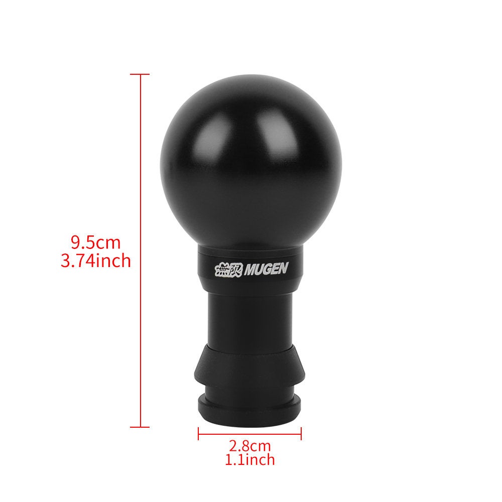 Brand New Universal JDM Mugen Round Ball Black Aluminum Automatic Gear Shift Knob Shifter
