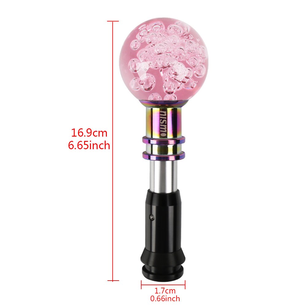 Brand New Universal Jdm Nismo Round Ball Pink Crystal Bubble Automatic Car Racing Gear Shift Knob Shifter M12 M10 M8