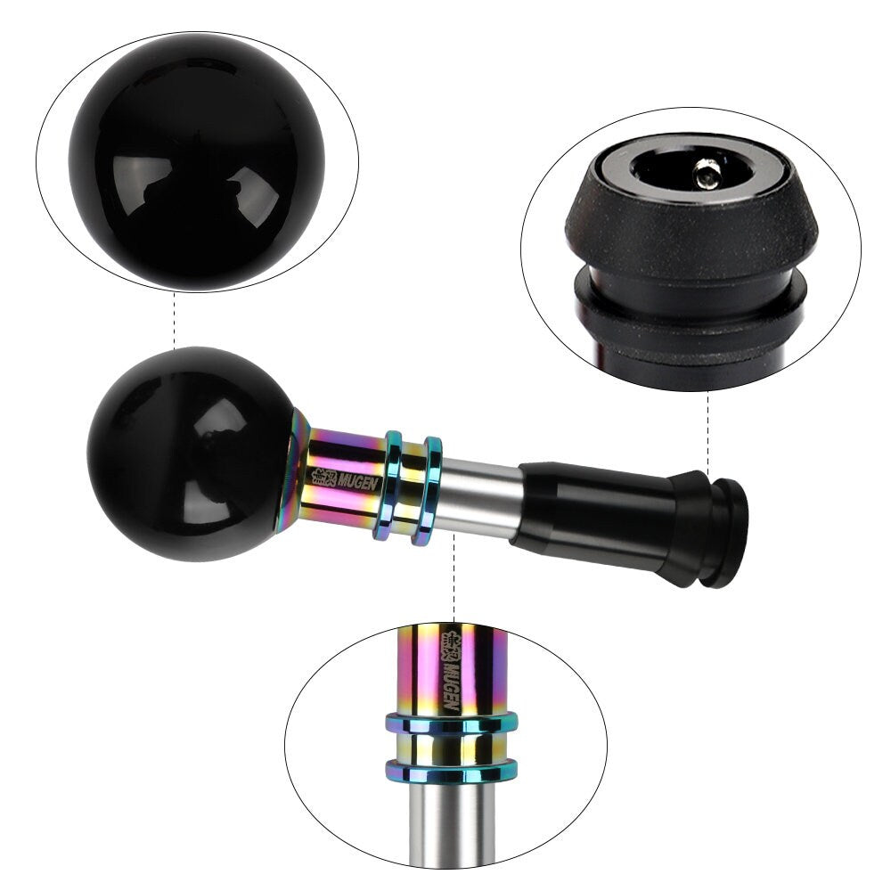 Brand New Universal Jdm Mugen Round Ball Black Automatic Car Racing Gear Shift Knob Shifter M12 M10 M8